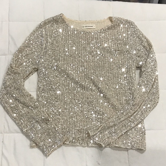 Lucky Brand Shimmering Silver Sequin Top - Picture 3 of 6